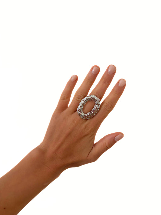 Bague ajustable AZALÉ argentée