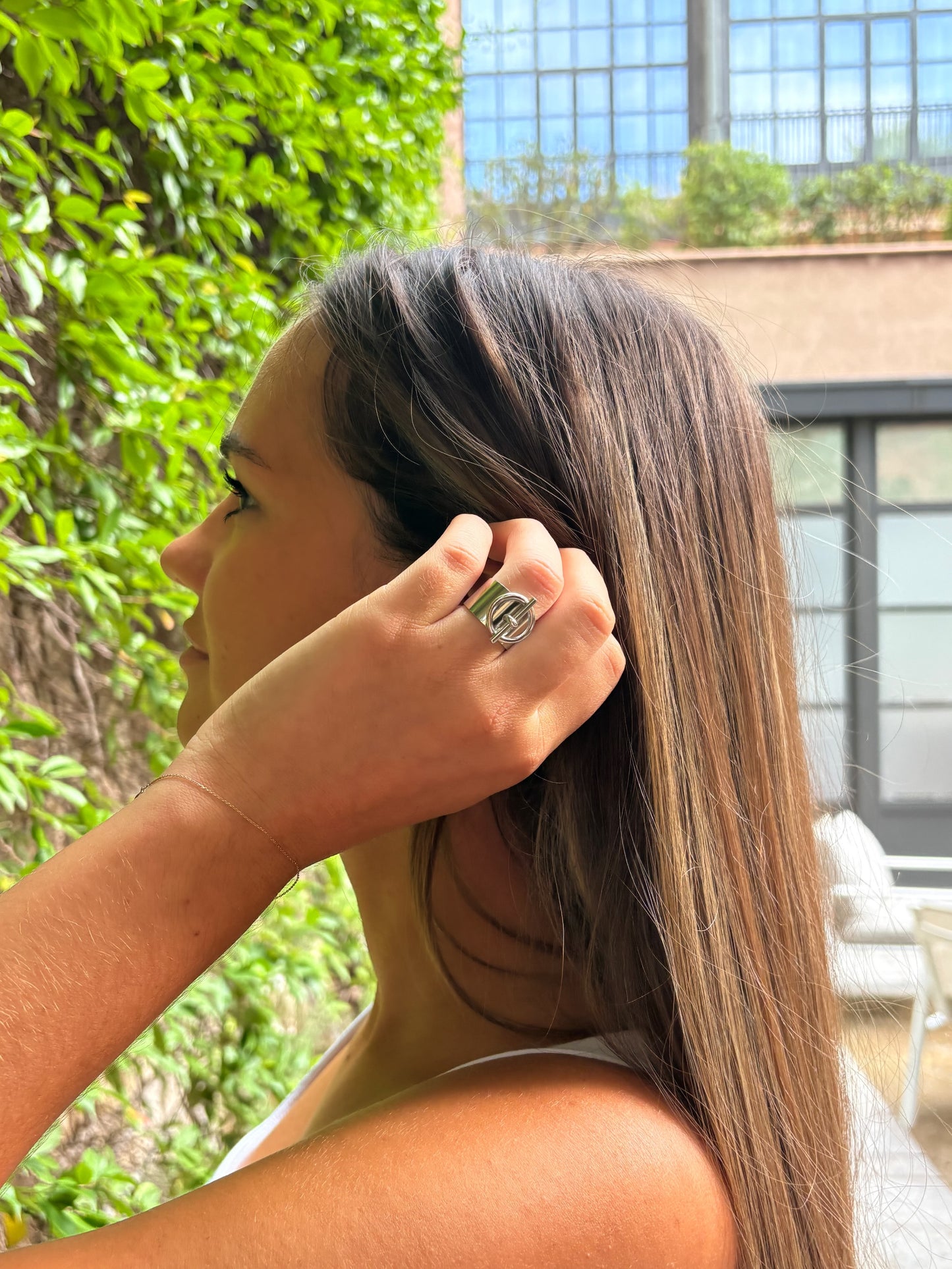 Bague ajustable ANCRE argentée