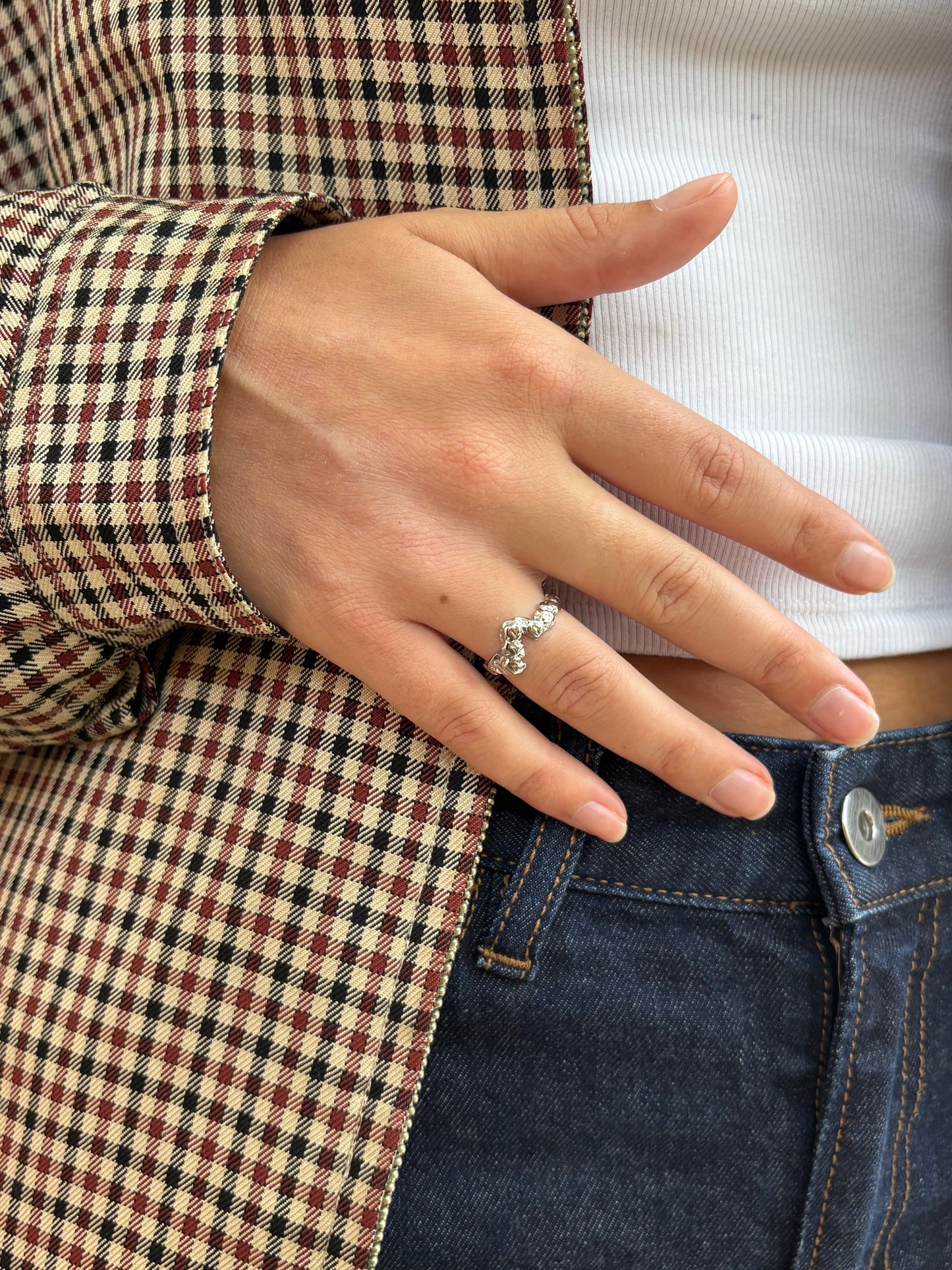 Bague ajustable NEKODA argentée